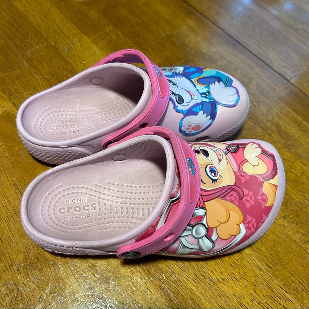 CROCS Paw Patrol Light Pink Skye & Everest | Big Girl Size 2 - Picture 7 of 9